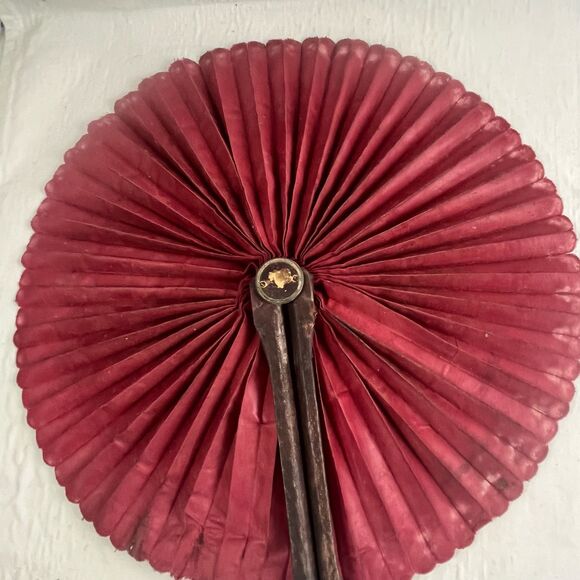 Victorian Mourning Fan Fans Lot of 3 colorful Black Red Gothic handheld - Picture 4 of 16